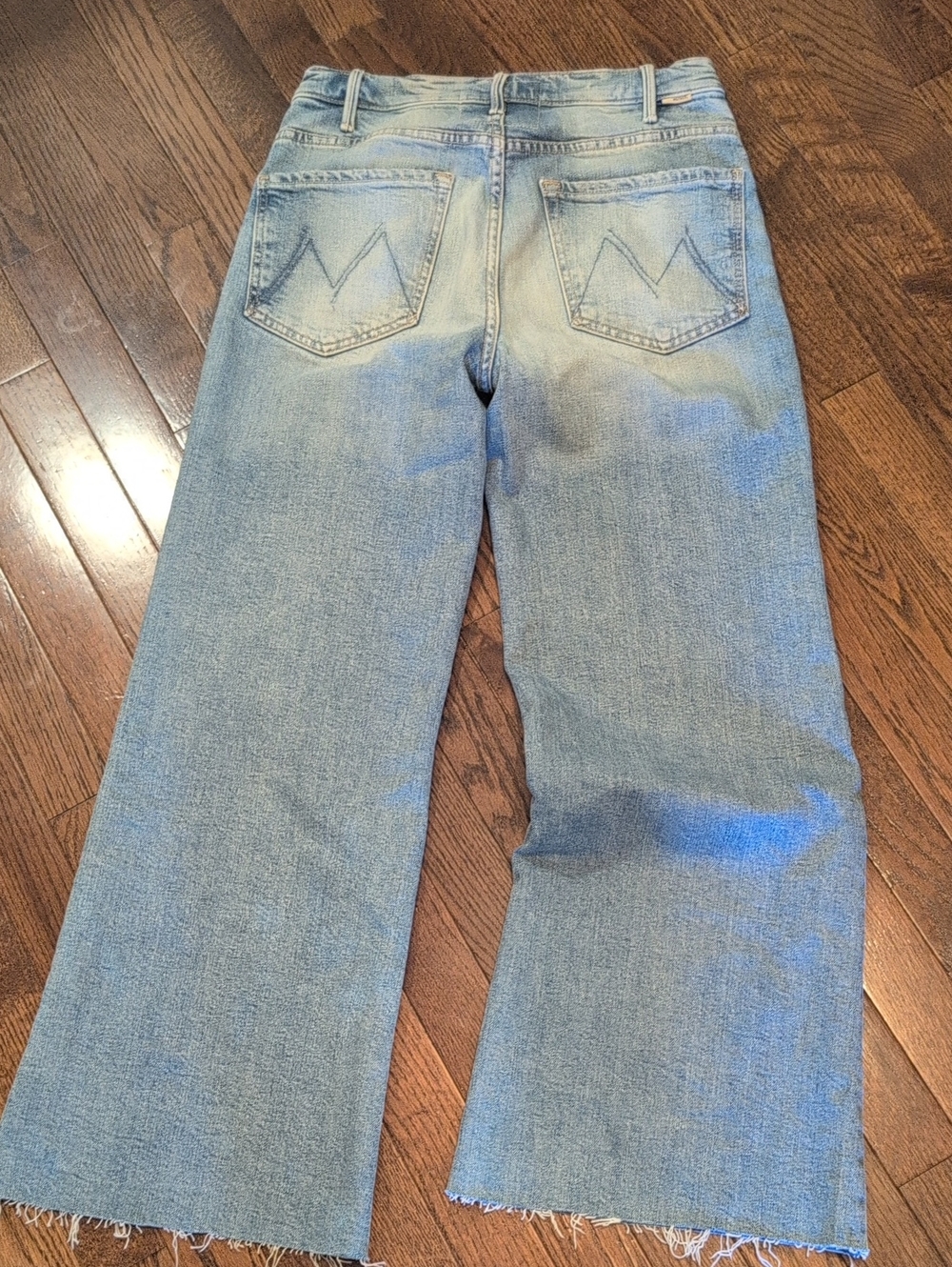 MOTHER Light Blue Cropped Wide-Leg Jeans